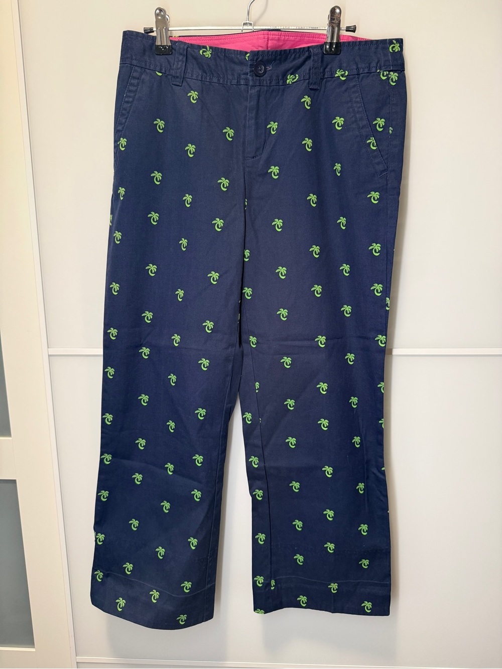 Lilly Pulitzer Navy Chino Pants with Lime Palm Motif